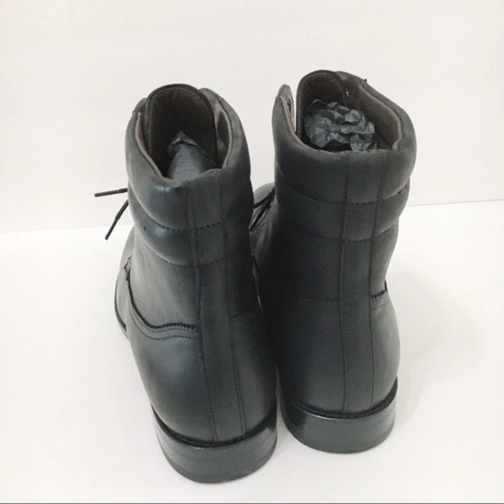 NEW Bacco Bucci‎ Mezlan Cesc Lace Up Men's Black Leather Boots Shoes Size 10